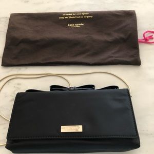 Kate spade black satin clutch